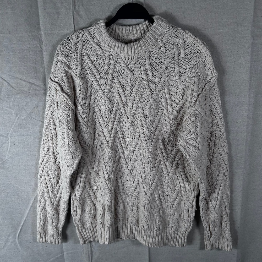 Free People Isla Cable Knit Tunic Sweater beige Cream Casual Womans Size XS